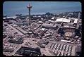 Image of Aerial view, looking west, of the Space Needle and Seattle World's Fair grounds with Elliott Bay, 1962