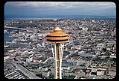 Image of Aerial view, looking northeast, of the top of the Space Needle, Seattle, 1962