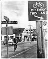 Image of Sign for Bike Lane on East Green Lake Way North, Seattle, May 1976