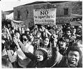 Image of Demonstrators protesting outside the home of the honorary South African consul, Seattle, March 10, 1985