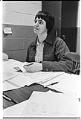 Image of Juanita Collins, chemical engineer, at a desk at the Monsanto Corporation plant, Seattle,  December 16, 1973