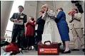 Image of Governor Gary Locke and health care program supporters, Olympia, April 22, 1997