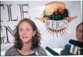 Image of Kate Starbird at her signing for the Seattle Reign, April 22, 1997