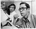 Image of Vinh Duc Vu and Hoi Ba Tran working on Vietnamese-language newspaper, Seattle, August 1975