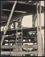 Image of David Rodgers examining hull of ship at Skinner & Eddy shipyard, Seattle, circa 1918