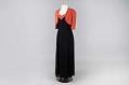 Image of Black Crepe dress with beaded coral bolero, 1930s