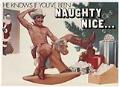 Image of Holiday card with photo of Ric Weiland in Pegasus costume, Seattle, 1983