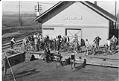 Image of Pacific Northwest Cycling Association group with bicycles at Snohomish train station, 1940