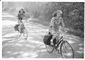 Image of Two women riding bicycles near Harrison Hot Springs, British Columbia, Summer 1949