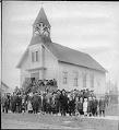 Image of Finnish Evangelical Lutheran Church and parishioners, Seattle, circa 1922