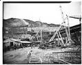 Image of Change of shift at dam construction site, circa 1937
