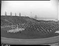 Image of Garfield High School band and drill team in Husky Stadium, Seattle, 1937