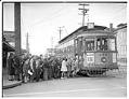 Image of Children boarding Wallingford streetcar on its last run, Seattle, 1940