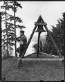 Image of Paul Billingsley at civil defense lookout, Vashon Island, 1942