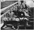 Image of Football team sitting on steps at South School, circa 1896