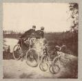 Image of Boys with bicycles above Portage Bay, Seattle, circa 1895