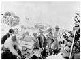 Image of Men with piles of supplies at Chilkoot Pass, circa 1898