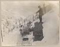 Image of Man with two loaded sleds on Dyea trail above Lindeman, April 10, 1899