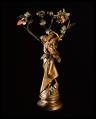 Image of Ornate brass statue lamp, 