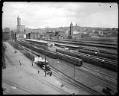 Image of Trains in railroad yard, Seattle, circa 1915