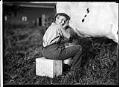 Image of Mrs. Conian milking a cow, circa 1920