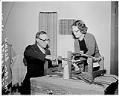 Image of Florence Brown helping Ed Garner weave at the Handicapped Center, Seattle, January 23, 1958
