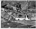 Image of Denny family picnic on Snoqualmie River, circa 1918