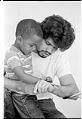 Image of Bobby Richmond with teacher Jack Esparza at El Centro de la Raza's bilingual child care program, Seattle, September 1974