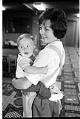 Image of Cindi Grube with her son Bryan at Blazers Broiler daycare, Redmond, May 1976