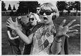 Image of Mary Haller cheering for her child during a soccer game, Lynnwood, October 9, 1976