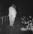 Image of Jimmy Rushing singing on stage at the Civic Auditorium, Seattle,  circa 1947